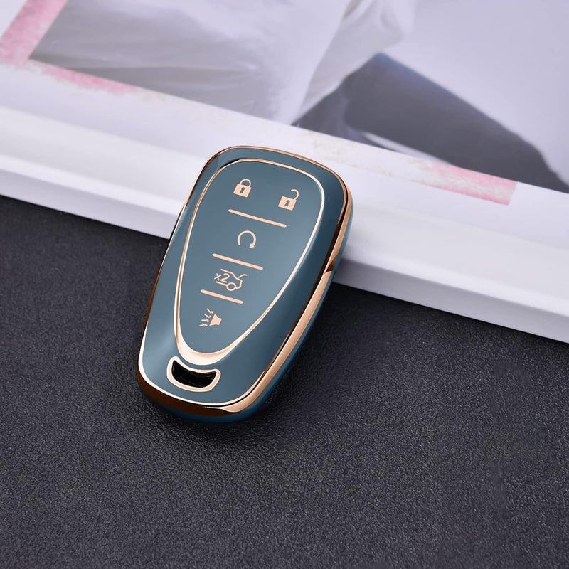 ELOHEI for Chevy Key Fob Cover Case Shell Cover TPU Protector Holder for Chevrolet 2020 2019 2018 2017 2016 Chevy Malibu Camaro Cruze Traverse Spark Equinox Sonic Volt Bolt(Fits 5 Buttons) - Image 3